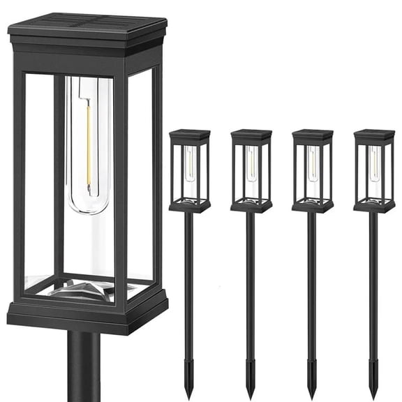 2/4/6Pcs Retro Solar Pathway Warm Lights Outdoor Waterproof Garden Incandescent Bulb for Walkway Yard Backyard Landscape Decor