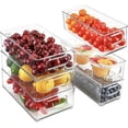 thumbnail image 1 of 2/4/6pcs Refrigerator Storage Bins, Stackable Space-Saving Organizer Bins, Fridge Transparent Bins With Handles, Kitchen Organizer Fruit Container, For Freezer, Pantry, Cabinets, Drawer And Shelves,, 1 of 4