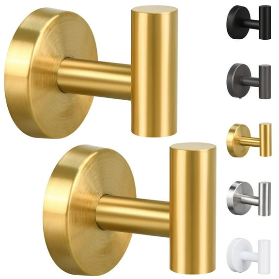 2/4/8 Pack Towel Hooks, Robe Hook, Bathroom Coat Hook Wall Mounted, SUS304 Stainless Steel Bathroom Hooks, Towel Hook for Bedroom Kitchen Hotel Office(2 Pack Brushed Nickel)