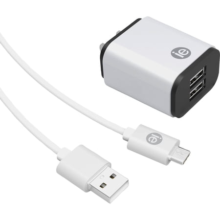 Iessentials Ien-acc-22a 2.4-amp Dual- Wall R With -a To -c Cable, 4ft