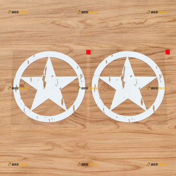 (2) 4" Army Star Decal Sticker Car Vinyl fit for Jeep Toyota White Distressed b sda1