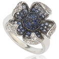 thumbnail image 1 of 2.4 CT Sapphire and Diamond in Sterling Silver and 18K Pave Flower Gold Ring, 1 of 6