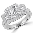 thumbnail image 1 of 2.4 CTW Radiant Diamond Vintage Halo Three-Stone Engagement Ring in 14K White Gold - Size 3, 1 of 1