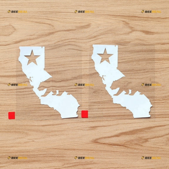 (2) 4" California Bear Decal Sticker Map Outline Republic Cali Car Vinyl White sda1