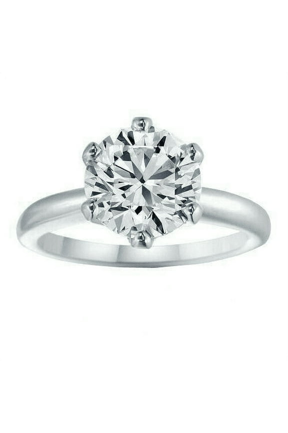 2.4 Ct Round-Cut Dazzling Diamond H I1 (I2)in 14K White Gold High-Polished Women Wedding Engagement Ring