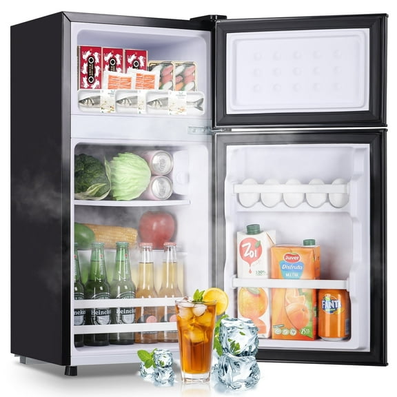 2.4 Cu.Ft Mini Fridge Small Refrigerator with Freezer 2 Removable Plastic Shelves Two Door Black New