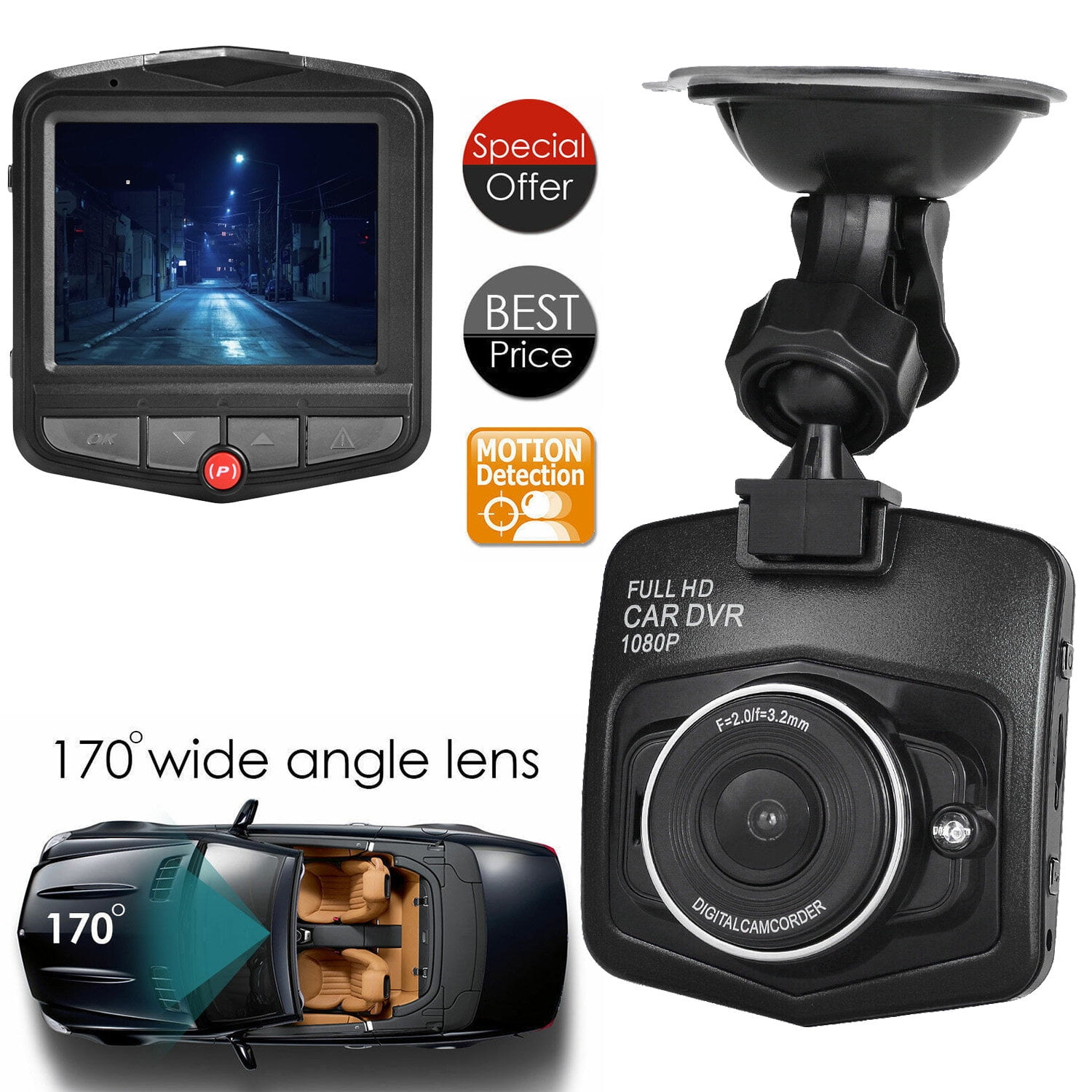 HD DVR Car Dash Cam With Night Vision and SD Card DDVR28G