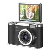 2.4 Flip Screen Student Camera - 1080P HD Autofocus Selfie Beauty Digital Camera with 64GB Expandable Memory, 8X Zoom, 4 Colors Black