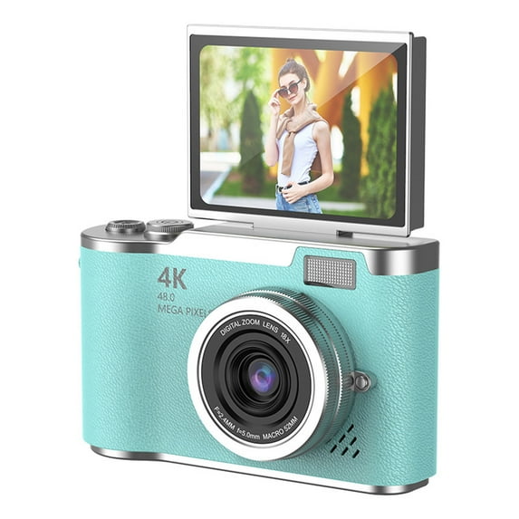 2.4" Flip Screen Student Camera - 1080P HD Autofocus Selfie Beauty Digital Camera with 64GB Expandable Memory, 8X Zoom, 4 Colors (Mint Green)