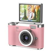 2.4 Flip Screen Student Camera - 1080P HD Autofocus Selfie Beauty Digital Camera with 64GB Expandable Memory, 8X Zoom, 4 Colors Pink