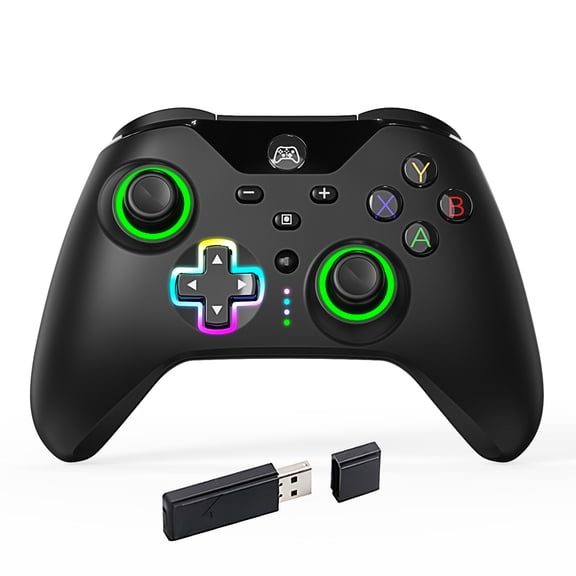 2.4 GHz Wireless Controller Compatible for Xbox Series X/S & PC with RGB Colors Light, Dual Vibration, Six Axes, One-Click Wake-Up