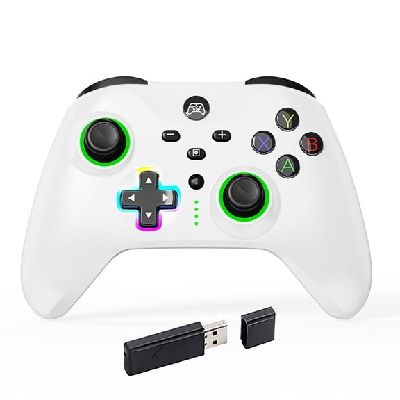 2.4 GHz Wireless Controller Compatible for Xbox Series X/S & PC with RGB Colors Light, Dual Vibration, Six Axes, One-Click Wake-Up
