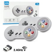 2.4 GHz Wireless Controller for SNES Classic Edition&NES Classic Edition,LUXMO Wireless SNES USB Classic Controller Gamepad for Windows Laptop PC Mac Raspberry PI System 2 Pack