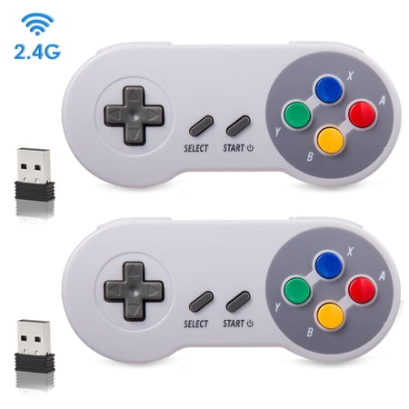 2.4 GHz Wireless Controller for SNES Classic Edition&NES Classic Edition,LUXMO Wireless SNES USB Classic Controller Gamepad for Windows Laptop PC Mac Raspberry PI System(2 Pack)