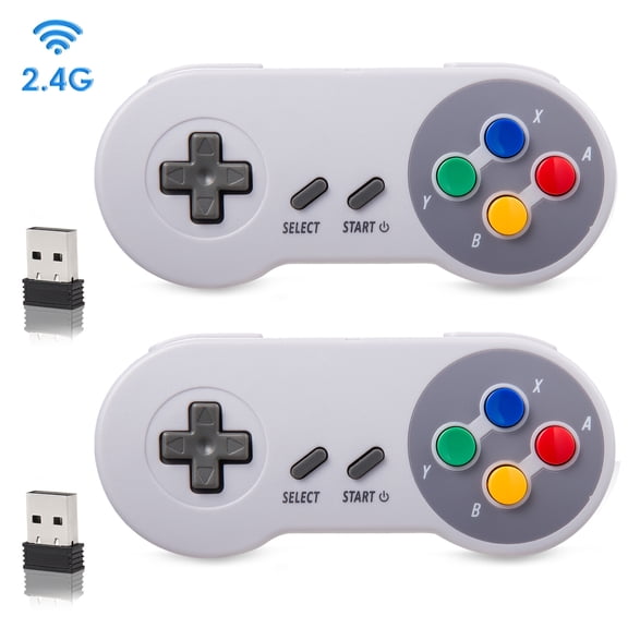 2.4 GHz Wireless Controller for SNES Classic Edition&NES Classic Edition,LUXMO Wireless SNES USB Classic Controller Gamepad for Windows Laptop PC Mac Raspberry PI System（2 Pack）