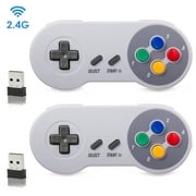 2.4 GHz Wireless Controller for SNES Classic Edition&NES Classic Edition,LUXMO Wireless SNES USB Classic Controller Gamepad for Windows Laptop PC Mac Raspberry PI System 2 Pack