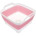 thumbnail image 1 of 2.4 Gal(9L) Collapsible Dish Basin with Drain Plug, Space Saving Outdoor Multiuse Foldable Sink Tub, Dishpan, Kitchen Storage Tray for Camping, Vegetable Washing, RV (Pink), 1 of 18