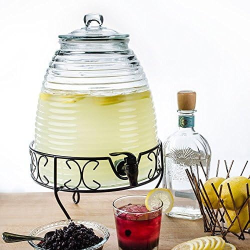 2.4 Gallon Glass Bee Hive Beverage Drink Water Ice Tea Dispenser Metal Stand$$Home Decor, Kitchen, & Other