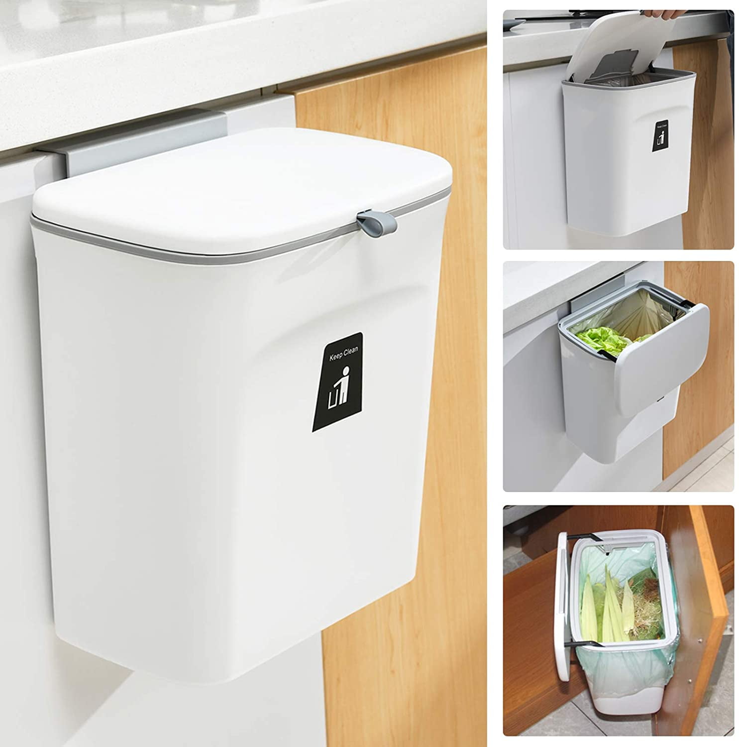 2.4 Gallon Kitchen Compost Bin for Counter Top or Under Sink, Hanging
