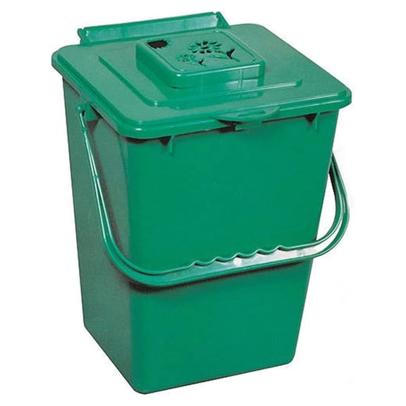 2.4-Gallon Kitchen Compost Collector Pail with Carbon Filter, High-Desnity Polythene, Carrying Handles, 8.5 x 9 x 11 inches, Green