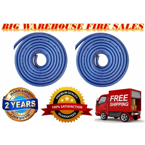 2) 4 Gauge Wire Blue Amplifier Power/Ground 4 Ga Amp Wire 25 Feet Cable Roll