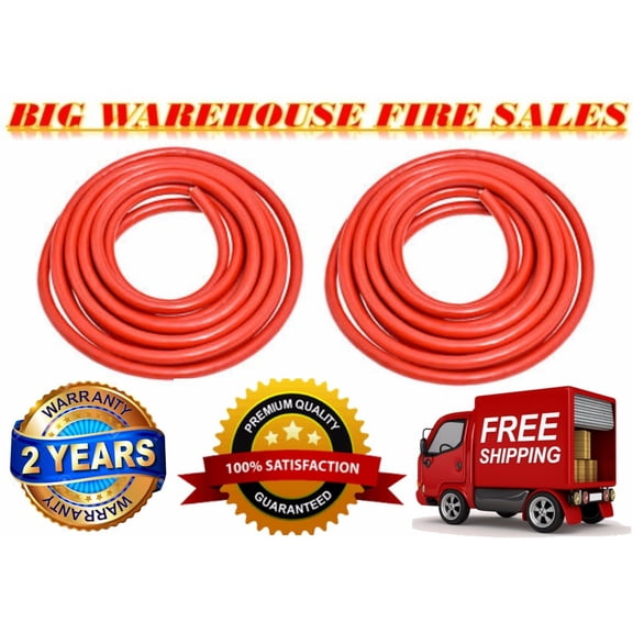 2) 4 Gauge Wire Red Amplifier Power/Ground 4 Ga Amp Wire 25 Feet Cable Roll