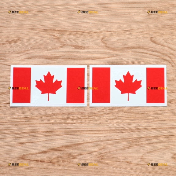 (2) 4" Glossy Flag of Canada Maple Leaf Decal Stiker Canadian Car Vinyl sda1
