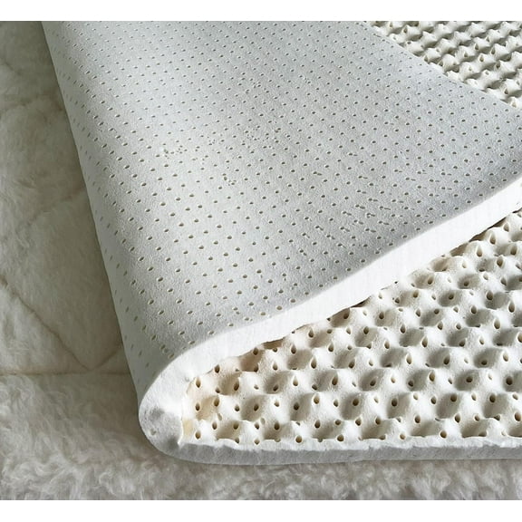 2.4" Green Natural Organic Egg Crate Latex Mattress Topper Twin Size - Medium Firm - GOLS Certified Convoluted Foam - Pressure Point Back Pain Relief Sleep Cool Bed Pad