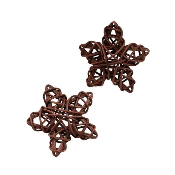 ​2.4" Handwoven Rattan Star Decor 2-Pack - Multicolor Vase Fillers, Christmas Ornaments & Cat Toys (Coffee)​