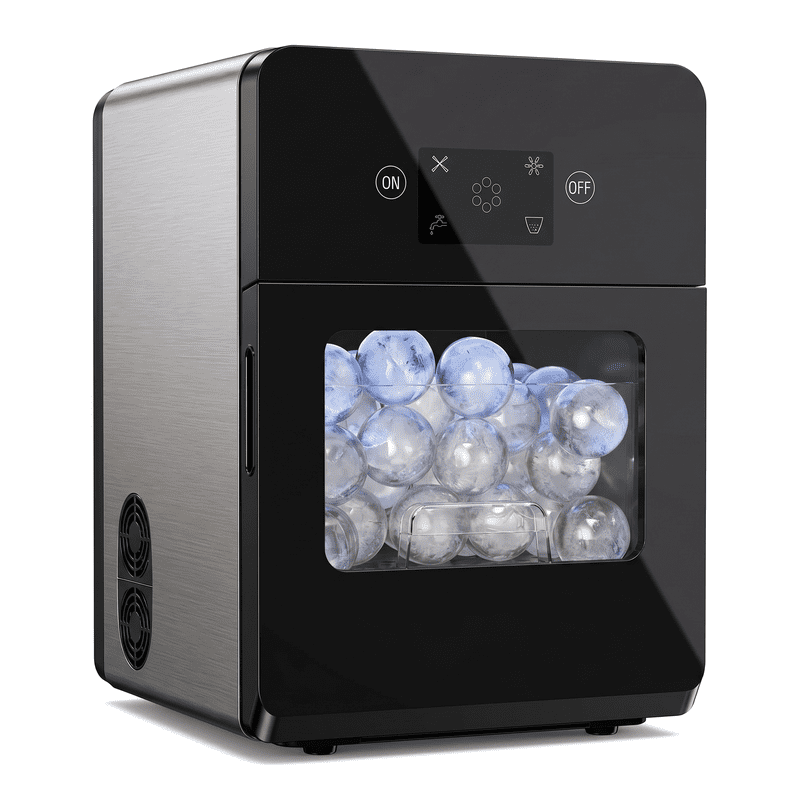 2.4 Inch Clear Sphere Ice Maker for Whiskey, Countertop Ice Ball Machine with Self-Cleaning, Makes 3 Large Slow-Melting Ice Balls in 40 Minutes, Up to 100 Per Day
