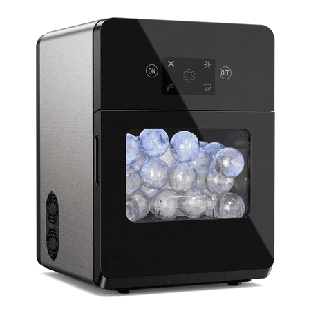 2.4 Inch Clear Sphere Ice Maker for Whiskey, Countertop Ice Ball Machine with Self-Cleaning, Makes 3 Large Slow-Melting Ice Balls in 40 Minutes, Up to 100 Per Day