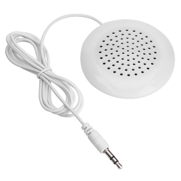 2.4 Inch Mini Pillow Speaker, 3.5mm Wired Stereo Sleep Audio Speaker No Battery Needed, Compact Portable Under Pillow Speaker for MP3 Player Phone CD Player White