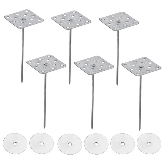 2.4 Inch Perforated Insulation Pins with Round Washers, 40 Pack Aluminum Insulating Nails for Fixing Foam Boards