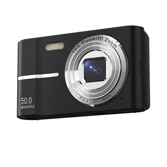 2.4 Inch Retro Digital Camera 4K HD Small Portable CMOS Mini 50MP 16x Zoom Video Recorder Black