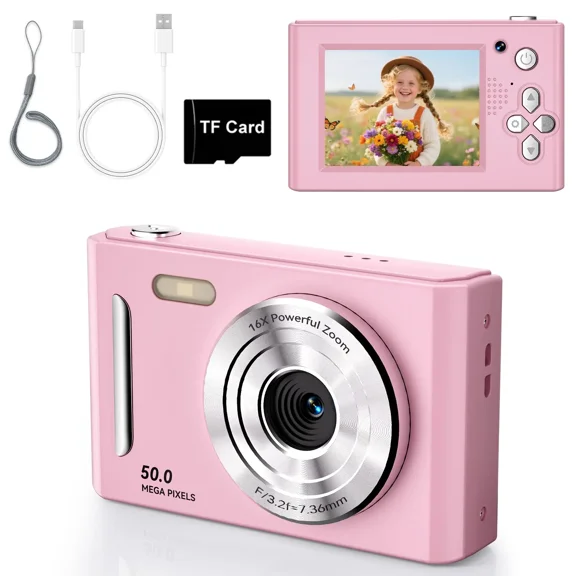 2.4 Inch Screen Digital Camera, Digital Video Camera with SD Card, Anti-shake Camera with Music Player for Birthday Gift
