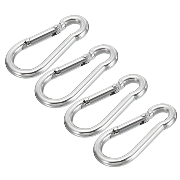 2.4 Inch Snap Hooks, 4pcs Stainless Steel Spring Snap Hook M6 Metal Snap Clips Connector Large Buckle for Hammock Swing