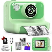 Gofunly Kids Instant Print Camera, 2.4" 1080P HD with 32GB Card & Photo Paper, Black - Gift for Boys Girls Ages 6-12