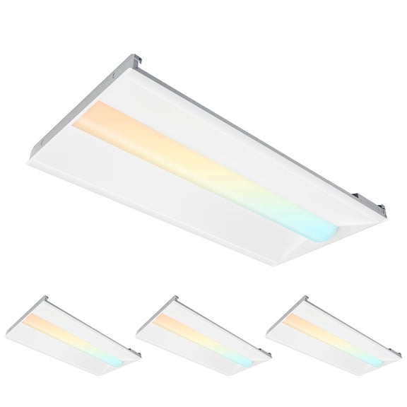 2×4 LED Troffer Center Basket Panel,3CCT,30/40/50W,125 lm/W,120–277 V、0–10V Dimmable, LED Troffer Panel Light Suitable for Office, Library,4PCS