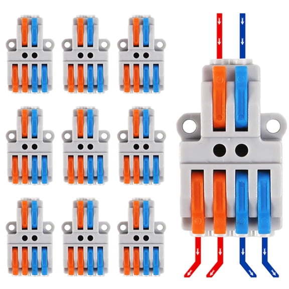 2 in 4 Out Lever Wire Connector, 12-24 AWG Push-In Quick Splice Terminal Block, Tool-Free Electrical Lever Nut Connector, 600V 32A, AWG 28-12 for LED Lighting, Household Wiring, DIY Projects