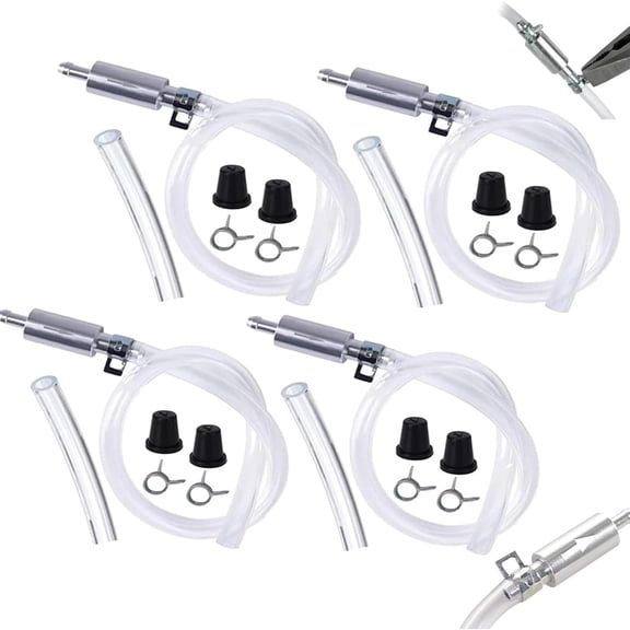 2/4 PCS Brake Bleeder Hose with Screw Caps & Spring Clamps,Anti-Backflow Soft Tube with One-Way Check Valve,Universal Brake Fluid Bleeding Kit for Car Motorcycle Clutch System