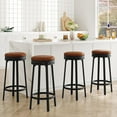 thumbnail image 1 of 2/4 PCS Home Kitchen 360° Swivel Bar Stool Set of 4, PU Leather Upholstered Counter Height Bar Stool with Metal Footrests, Mid Century Modern Barstool for Kitchen, Dinig Rooms, Apartments, 1 of 8