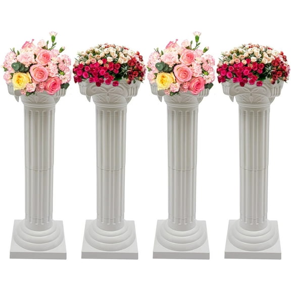 2/4 PCS Wedding Roman Column, Roman Column Pedestal Stand Wedding Landscaping Roman Pillar, Event Decorative Column Pillars Decoration Columns Decor for Gardens Patios Lawns (4 Roman Pillars)