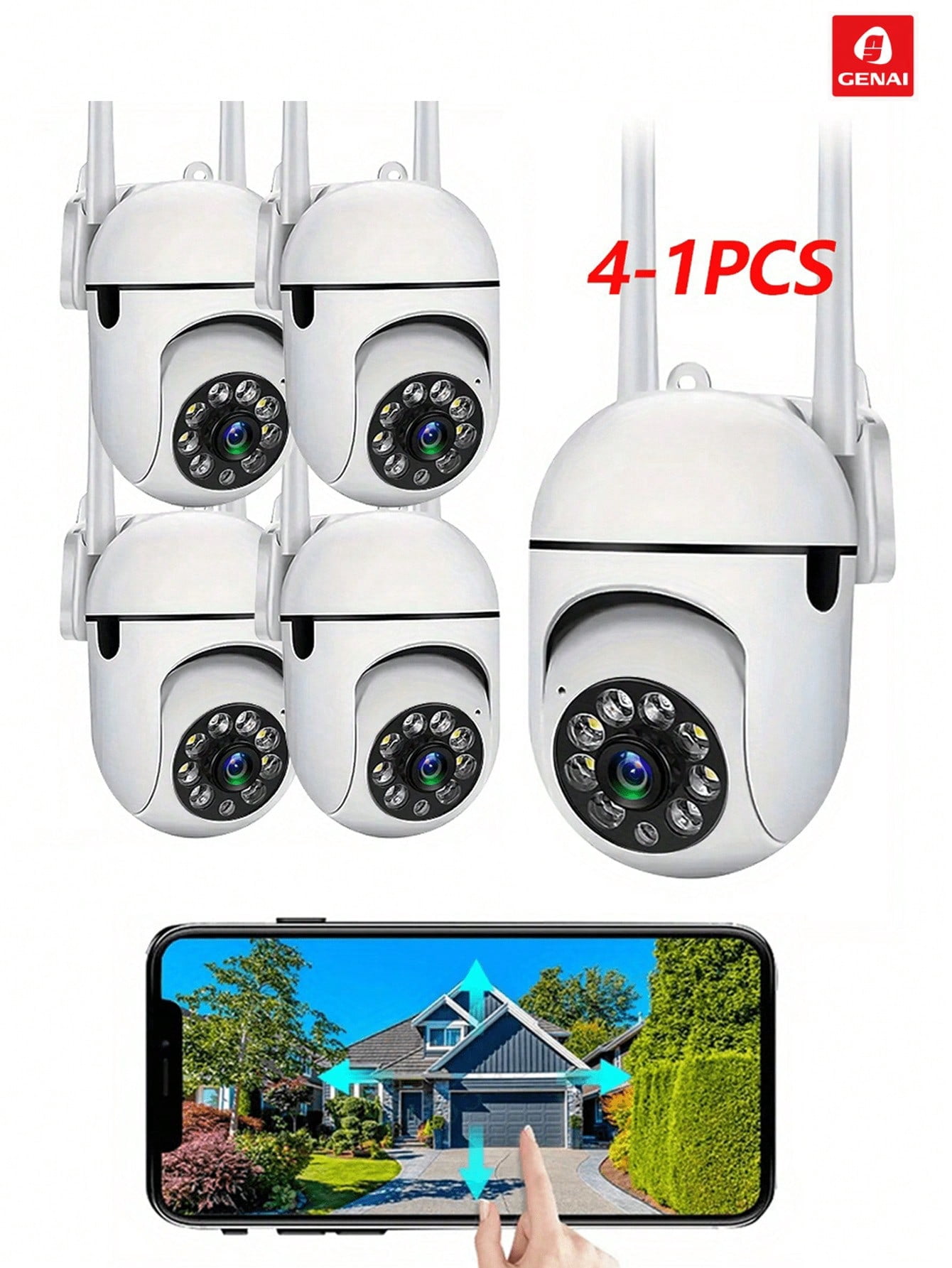 2/4-Pack 1080P HD Smart Wireless Camera with Color Night View, Pan Tilt ...