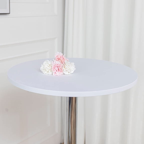 2/4/Pack 30 inches White Round Table Topper Cap Fitted Cocktail Tablecloth Tight Stretchable Elastic for Weddings Banquets Events Parties Restaurants