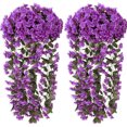 thumbnail image 1 of 2/4 Pack Artificial Hanging Flowers Fake Hanging Plants Violet Flowers Vine Garland for Spring Summer Home Indoor Outdoor Garden Patio Yard Room Porch Wedding Décor, 1 of 7
