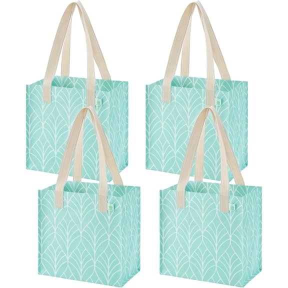 2-4 Pack Grocery shopping Bags, Medium Tote Bag w/Handle Hard Bottom, Heavy Duty, Foldable Carrier