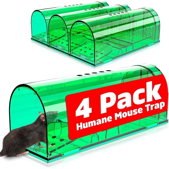 2/4 Pack Humane Live Mouse Traps, Reusable No-Kill Catch-and-Release Rodent Cages, Safe for Kids & Pets, Indoor/Outdoor Use