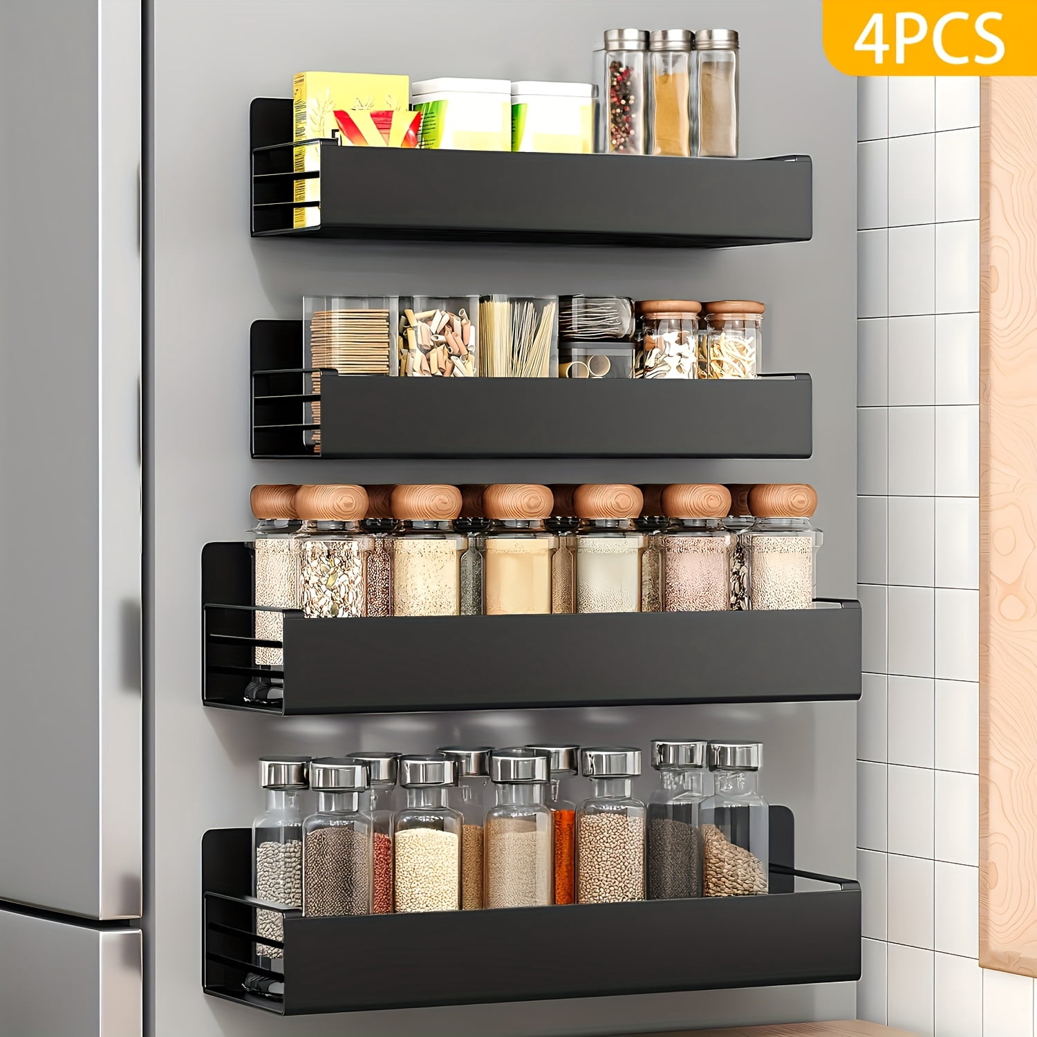 2/4 Pack Magnetic Spice Racks - Fridge And Refrigerator Organizers ...