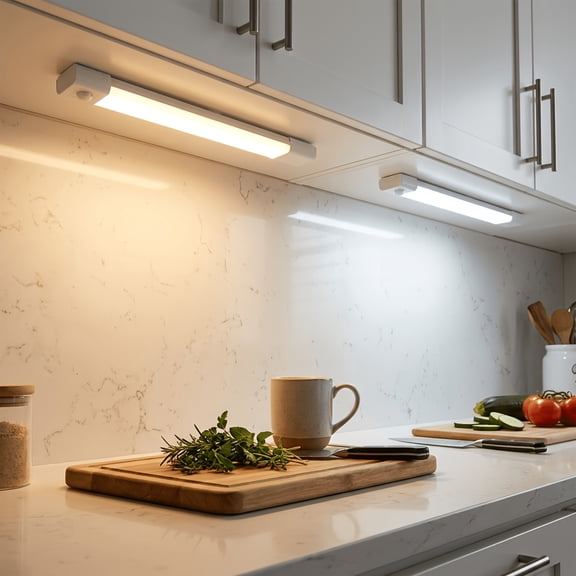2/4 Pack Motion Sensor Under Cabinet Lights, 7.9-Inch USB-C Rechargeable 30-LED Closet Lights, Warm White And Cool White, Dimmable Magnetic Stick-On Light Bars for Kitchen, Pantry, Wardrobe, Stairs