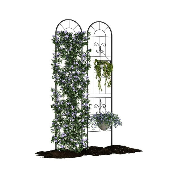 2/4 Pack Panels No Dig Dog Fence Outdoor - 55 Inch Tall Rustproof Animal Barrier with Gate, Decorative Garden Fence Panels for Yard Border, Patio（55 x 11.8inch）